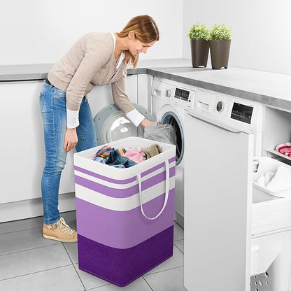 StorageRight Large Collapsible Laundry Basket Hamper with Easy Carry Handles，Freestanding Clothes Hampers for Laundry, Bedroom, Dorm, Towels, Toys, 75L, Purple