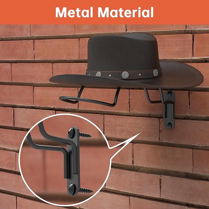 Yuleimy 2-Pack Helmet Holder Wall Mount, Heavy Duty Metal Display Rack for Motorcycle, Equestrian, Baseball & Football Helmets, Multi-Purpose Storage Hanger Hook, Black