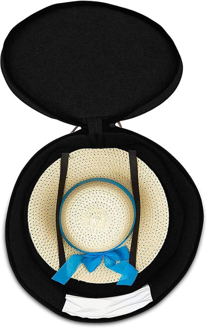 Hat Storage Box for Women and Men Felt Round Foldable Sturdy Large Travel Stuffed Animal Toy Storage
