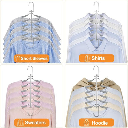 TOPIA HANGER Clothes Hanger Space Saving, 6 Tier Shirt Coat Hangers Space Saving No Bump Shoulder Hangers with No Slip Foam Padded Closet Organizers and Storage for Men and Women 2 Pack CT87G