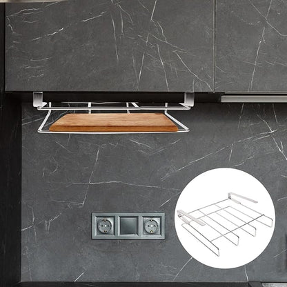 Housoutil Hanging Cutting Board Stand, Stainless Steel Chopping Board Rack, Organizer Stand Holder Cabinet Shelf Organizer Draining Rack Kitchen Storage Holder