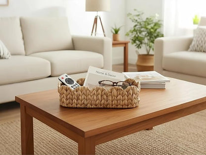Coeusy Toilet Tank Basket,Toilet Paper Storage Basket Bathroom Counter Organizer Wicker Baskets for Organizing,Holds Up to 3 Mega Rolls,Natural Water Hyacinth Boho Decor Bathroom