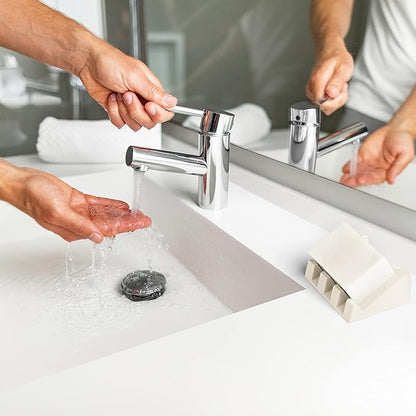 Silicone Soap Dish (USA Patented) Self Draining Bar Soap Holder for Shower Bathroom Sink, Drying Soap Dish Tray Sponge Holder Easy Cleaning Soap Saver Travel Accessories (Beige, 1)