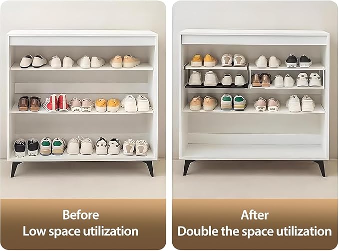 Expandable Shoe Rack & Hanging Shoe Organizer, Adjustable Under Shelf Storage for Closet, 16.5"-31.5" Space Saving Rack for Closet Pantry Laundry Room