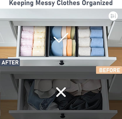 DIMJ Drawer Organizer Clothes - Underwear Organizer Small Sock Organizer Closet Organizers and Storage Box Dresser Drawer Dividers for Baby Clothes,Bra,Socks, Belt, Tie, Set of 12, Grey