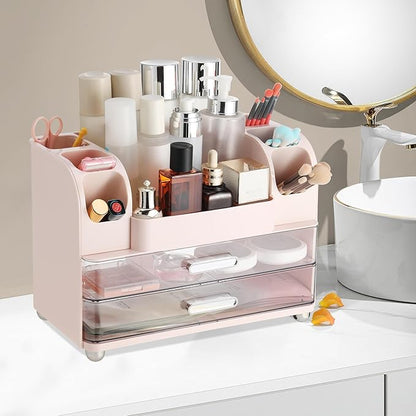 Large Makeup Organizer Countertop with Drawers, Make Up Organizer for Vanity, Makeup Storage Organizer Countertop Makeup Organizers for Skincare, Pink