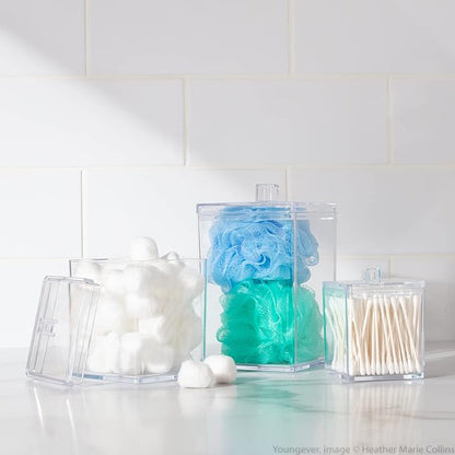 Youngever 60-Ounce, 30-Ounce and 15-Ounce Clear Plastic Apothecary Jars Set of 3, Square Shape