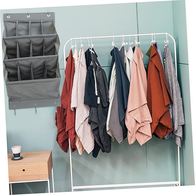 Hemobllo Multi Layer Hanging Door Storage Pouch Compartment Organizer for Closet Back Breathable Gray Hanging Bags for Shoes Crafts Beauty Supplies and Household Items in Bedroom Bathroom