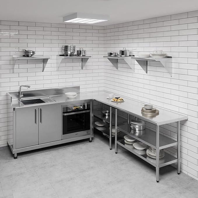 AmGood 14 in. x 24 in. Stainless Steel Wall Shelf | NSF | Metal Shelving | Garage, Laundry, Storage, Utility Room | Restaurant, Commercial Kitchen