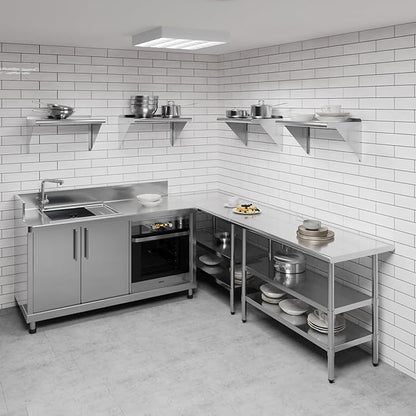 AmGood 14 in. x 24 in. Stainless Steel Wall Shelf | NSF | Metal Shelving | Garage, Laundry, Storage, Utility Room | Restaurant, Commercial Kitchen