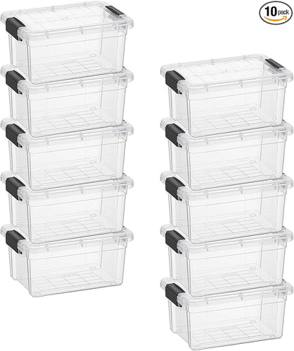 Superio Clear Storage Box with Lid, 1.85 Quart Plastic Container Bins for Organizing, Stackable Crates, BPA Free, Non Toxic, Odor Free, Organizers for Home, Office, School, and Dorm, 10 Pack