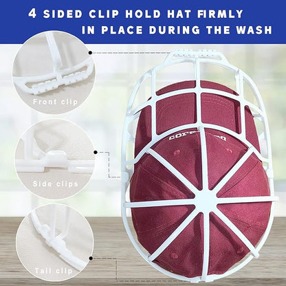 2 Pack Hat Washer Cage for Washing Machine, Baseball Cap Washing Cage, Hat Cleaner for Flat and Curved Ball Caps (Sapphire 2pcs)