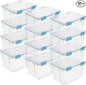 Sterilite 12-Pack Gasket Box, Weather-Resistant Storage Bins with Latching Lids, 54 Quart - Heavy-Duty Organizing Containers for Closet, Bathroom, and Office