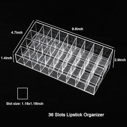 Lipstick Organizer 36 Slots Plastic Clear Comestic Display Holder for Lip gloss Chapstick Perfume Nail Polish Essential Oil