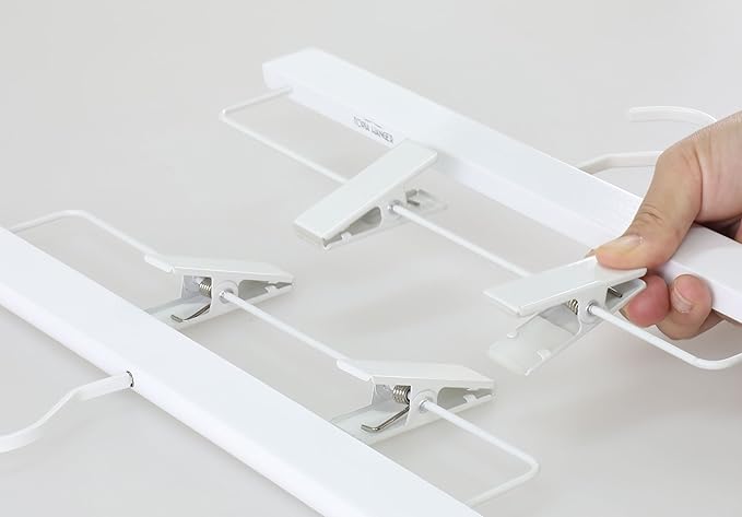 TOPIA HANGER All White Wooden Pants Hangers, Wood Skirt Hangers with Clips, Deluxe Hanger with 360° Swivel Anti-Rust Flat Hook, Smooth Finish Wood for Slacks Trousers Hanger 20 Pack -CT03W