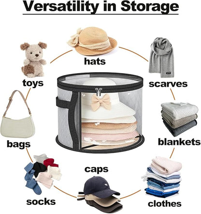 Oversized Clear Hat-Organizer Bag for Travel and Storage, Large Capacity Caps Cowboy Hat-Storage for Closet With Handles, Hat Box Storage for Women & Men (Grey)