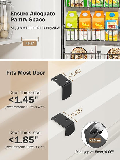 Delamu Over The Door Pantry Organizer, 9-Tier Pantry Door Organizers and Storage with Adjustable Basket, Metal Hanging Spice Rack, Seasoning Organizer, Door Organizer for Home Kitchen Bathroom, Black
