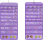 Travel Jewelry Organizer Dual Sided Hanging Earring Holder Bracelet Storage Rolls Rings Display Case with 68 Zippered Pockets (PURPLE)
