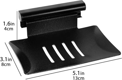 Detachable Soap Dish for Shower, 4 Slot Self-Adhesive Soap Holder for Bathroom, Wall Mounted Shower Soap Holder, Stainless Steel Soap Tray Black