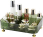 DASITON Makeup Organizer Countertop for Vanity, 5 Slots Makeup Brush Holder Organizer, Vintage Makeup Perfume Tray Cosmetic and Skincare Organizers for Bedroom Bathroom Counter, Desk Storage (Green)