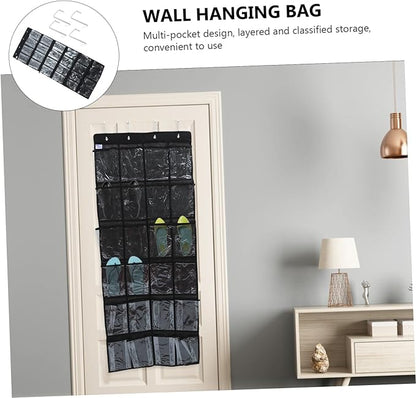 OUNONA Hanging Shoe Storage Bag Over Door Organizer Multipurpose Transparent Mesh Pocket for Dorm Home Office Item Storage