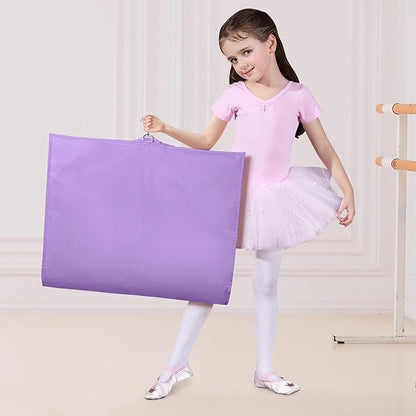 Univivi Dance Costume Bags Garment Bag 40 Inch Hanging Clothes for Dance Competitions, with 3 Medium Clear Zipper Pockets for Dance Costumes, Closet Storage (Purple) - 4 Pack
