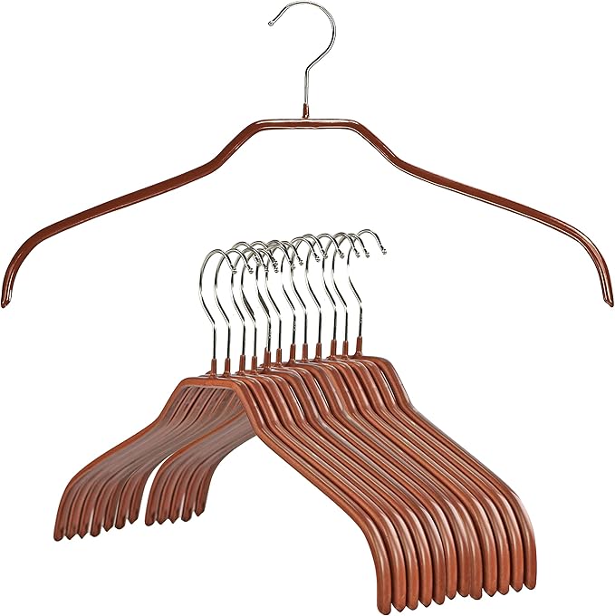 Mawa Clothing Hangers, Steel Hanger with Non-Slip Coating, for Shirts, Dresses, Camisoles, T-Shirts, 360-degree Rotatable Hook
