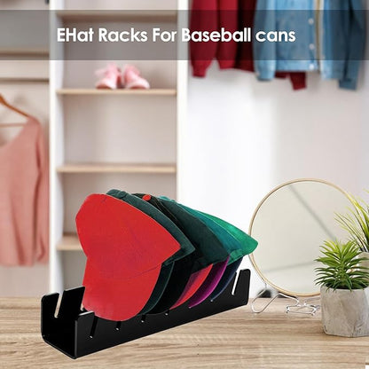 2X acrylic baseball hat display rack, storing 14 baseball caps, suitable for baseball caps in living rooms, bedrooms, wardrobes, and dressing tables,No need to install acrylic hat organizer (black)