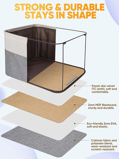 BALEINE 2 Pack Fabric Closet Storage Bins for Shelves, Linen Closet Organizers and Storage, Decorative Baskets for Organizing, Shelf, Clothes, Home, Office (Grey, 12"x8"x8")