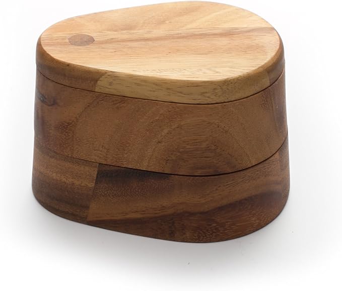 Ironwood Gourmet Double Layer Swivel Salt Cellar Box, Acacia Wood