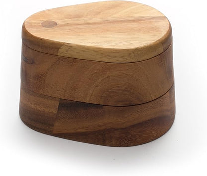 Ironwood Gourmet Double Layer Swivel Salt Cellar Box, Acacia Wood