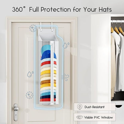 Homsorout Hat Rack for Door and Closet – Large Capacity Hanging Hat Rack Organizer Holds 30-35 Caps, Over the Door Hat Storage Organizer for Bedroom, Entrance or Dorm, 1 Pack, White
