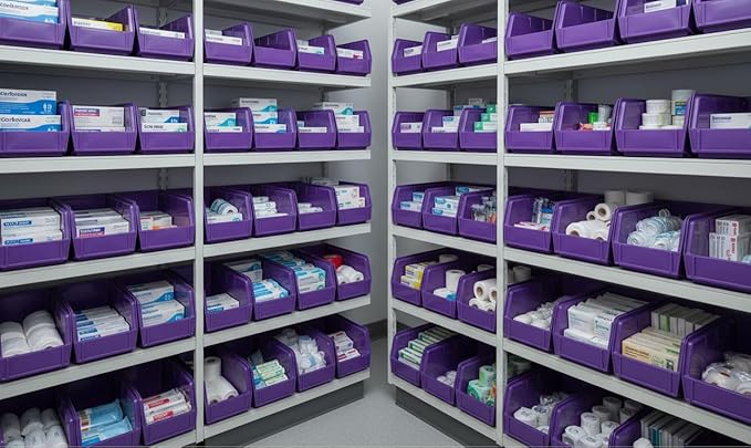 Hudson Exchange 11" x 5-1/2" x 5" (6 Pack) Plastic Stackable Storage Bin and Hanging Container, Purple