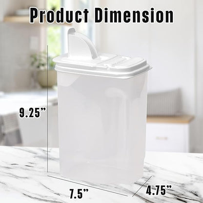 Buddeez Large Food Storage Container - 3.75 Quart Sugar Buddy, All Purpose Clear Kitchen Organization and Storage - Sugar, Flour, Cereal, Rice Dispenser, EZ Pour Spout & Easy Grip Handle (White Lid)
