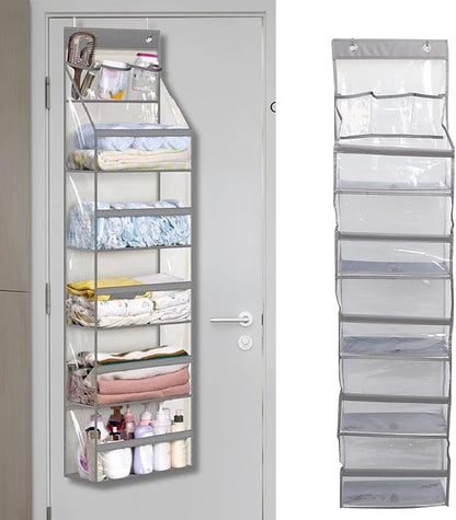 Multifuntional Over The Door Organizer 5 Layers 3 Large Capacity Pockets Anti Tilt Hanging Closet Door Organizer for Pantry Nursery Bathroom