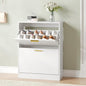 Shoe Cabinet Storage for Entryway, White Shoe Organizer with 2 Flip Drawers & Open Shelf, Freestanding Hidden Large Shoe Storage Cabinet (1pc-White, 2 Flip Drawers)