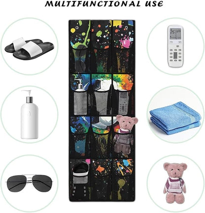 Soccer Ball Door Organizer Hanging Shoe Organizer for College Dorm Room 12 Compartment Breathable Mesh Pocket Over the Door Hanging Storage Bag for Kids Room