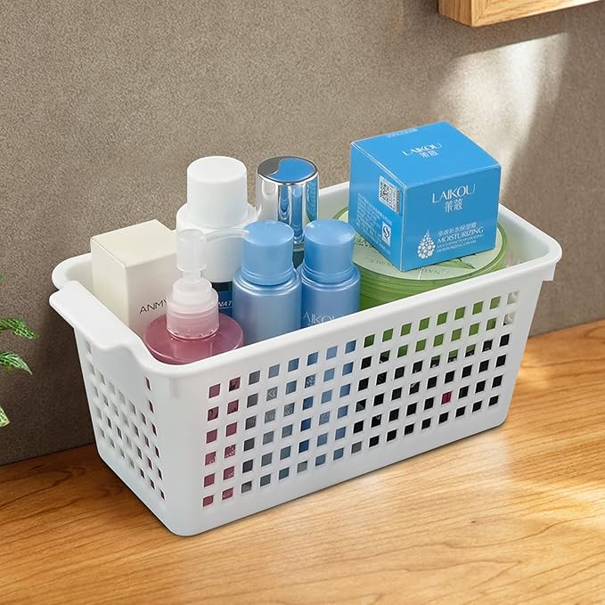 6-Pack Plastic Office Desktop Trays Basket Storage, White, F