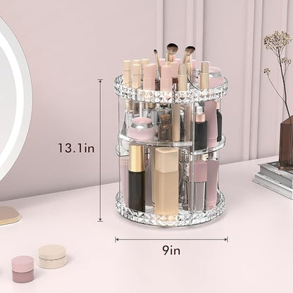 Rotating Makeup Organizer, 360° Spinning Skincare Organizers, Adjustable Layer Cosmetic Storage Lazy Susan Makeup Organizers for Dresser Bathroom, Medium, Clear