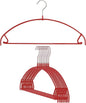 Mawa by Reston Lloyd Euro Ultra Light/Thin Series, Non-Slip Space Saving Clothes Hanger with Bar & Hook for Pants and Skirts, Style 42/PTU, Set of 10, Red
