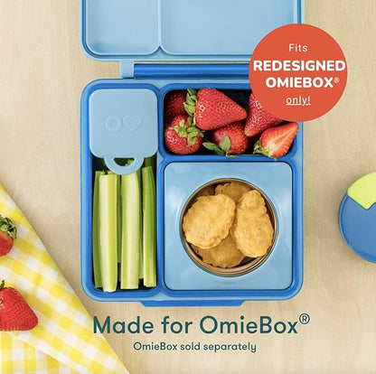 OmieBox (2 pack) Leakproof Dips Containers To Go, Salad Dressing Container, Condiment Container with Lids - Food Safe Silicone - 4 ounces (Blue/Lime)