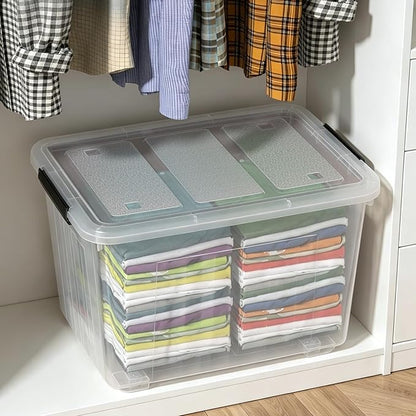 Large Plastic Storage Box with Lid, 70 Quart, 4 Packs