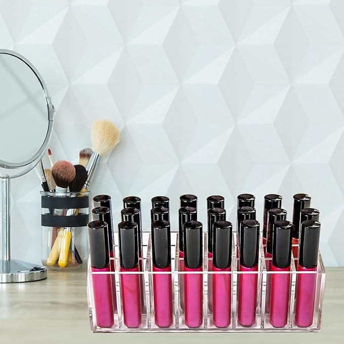 Lipstick Organizer 24 Slot Lipstick Holder Display Rack Small Clear Plastic Compact Lip Gloss Perfume Sample Mascara Holder