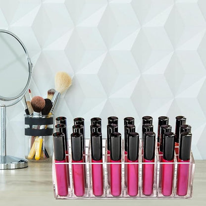 Lipstick Organizer 24 Slot Lipstick Holder Display Rack Small Clear Plastic Compact Lip Gloss Perfume Sample Mascara Holder