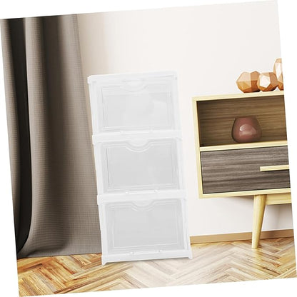 Garneck Shoe Storage Boxes Sneaker Boxes Stackable Storage Organizer Shoe Box Lid Pp Material Space-saving Easy to Find Clean Storage