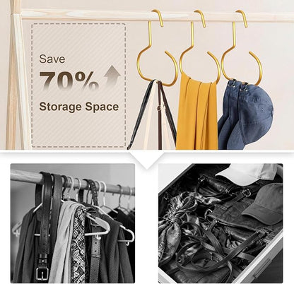 Belt Hanger for Closet, Great Space Saving Belt Hanger, Durable and Sturdy Steel Material, Smooth & Burr-Free Surface, Easy to Use, Multipurpose Closet Hangers for Storing Ties, Scarfs, Hats, 6 Pack
