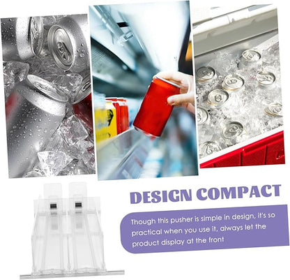 Alipis Soda Can Dispenser for Refrigerator, 2 Row Drink Bottle Fridge Organizer Automatic Pusher Glide Beverage Storage Rack for Kitchen, Pantry (Clear, 14.9Inch)