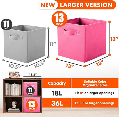 ShellKingdom Storage Bins, Foldable Fabric Storage Cubes And Cloth Storage Organizer Drawer For Closet And Toys Storage, 13 X 13 X 13 INCH, 2 Pack (Fuchsia)