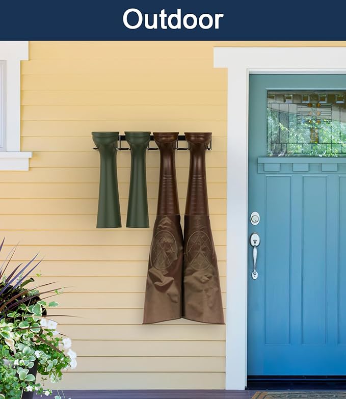 Wader Boot Hanger Wall Mount - (2 Pair) Sturdy Metal Boot Rack, Tall Shoe Holder for Closet, Entryway, Indoor, Garage