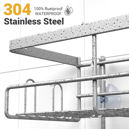 AKTECKE Shower Caddy Hanging Bathroom Organizer: Rustproof Shower Shelf for Inside Shower - No Drilling Shower Racks Over Showerhead - Bath Shelves Rack for Shampoo Soap Chrome